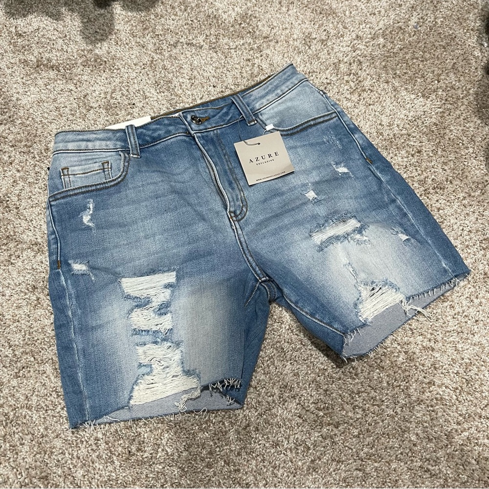 Encore Jeans Blue Distressed Jean Shorts